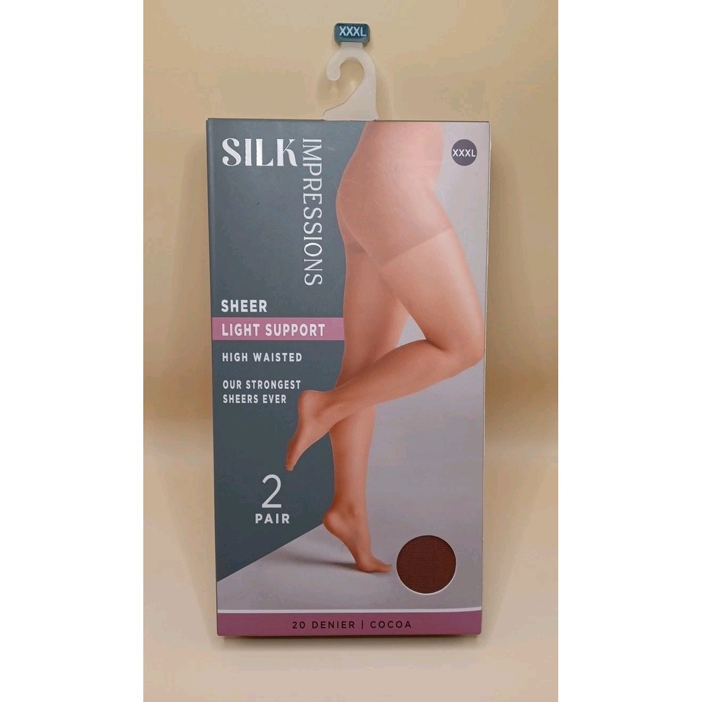 Silk Impressions Sheer Lt. Support Pantyhose 2 Pack Size 3XL Cocoa 20 Denier